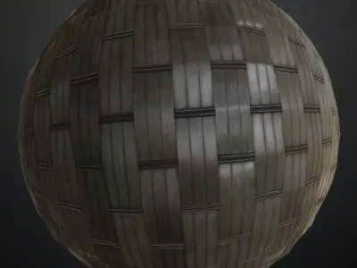 Dark Woven Bamboo Wicker PBR Seamless Texture