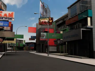 market bazaar street road 3d model 3D model