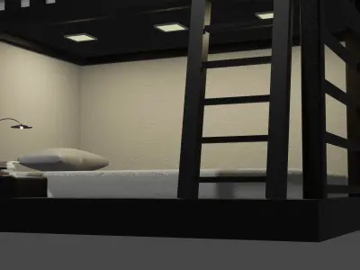 two story bed Low-poly 3D model