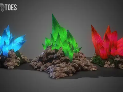 3D Cave Crystal Gemstones - Game Ready Low-poly 3D model