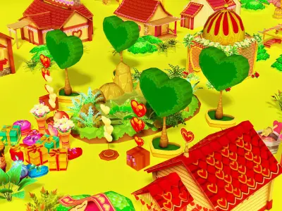 Happy Farm Valentine Low-poly 3D model