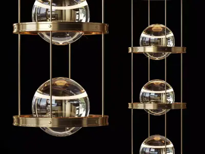 Miessa Grand Vertical Chandelier with  for High-Ceiling Space 3D model