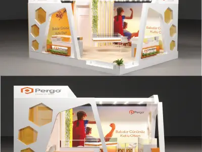 modern exhibition booth design 3D model