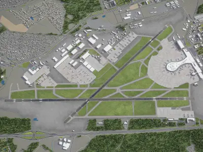 Moscow - Vnukovo International Airport - VKO Low-poly 3D model