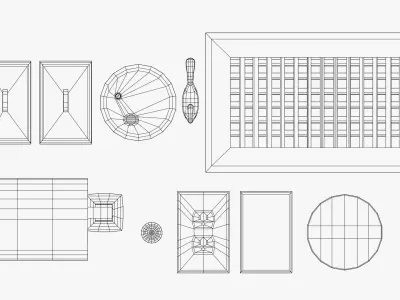 WALL PROPS 1 Light Switch Vent Toilet Paper Smoke Alarm Outlet Low-poly 3D model