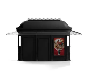 Classical Black Metal Street Kiosk 2x4m 3DS Max Vray Corona 3D model