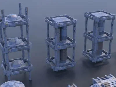 A package of futuristic devices Low-poly 3D model