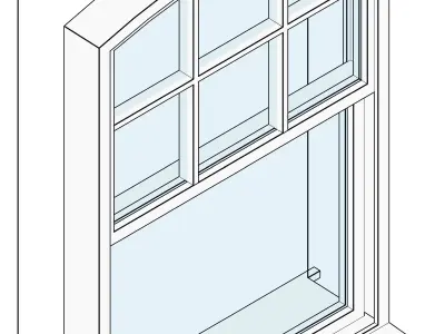 Sash window with curved head 3D model
