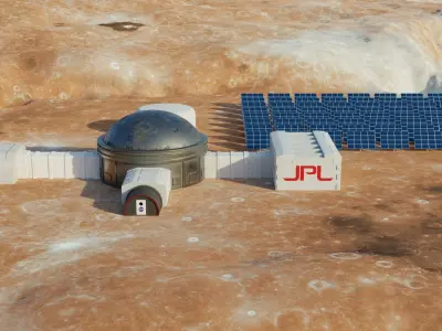 Martian base 3D model Low-poly 3D model