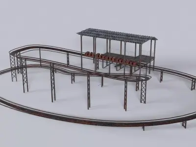 Old Roller Coaster Low-poly 3D model