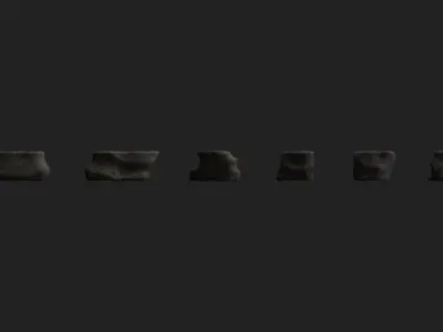 Short Flat Rocks - Rough 2 Low-poly 3D model