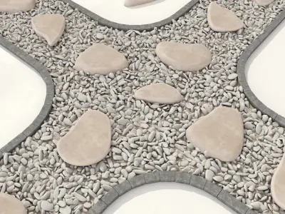 Stone plate pabble road n1 3D model