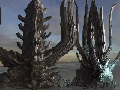 Alien Dragon God Bone Massive 2 Structures 3D model