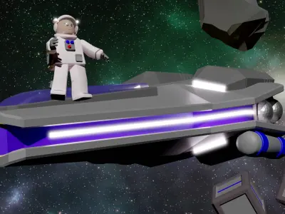 Sci-fi Spaceship and Character Low-poly 3D model