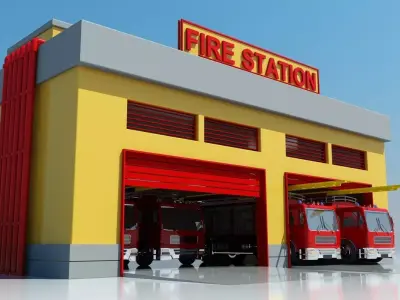 Fire Station Building 3D model
