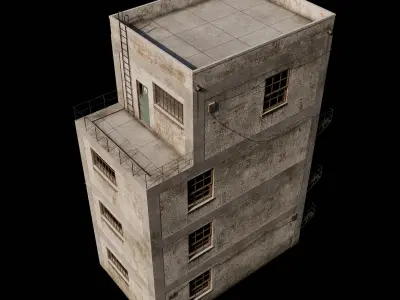 Abandoned Industrial Building Low-poly 3D model