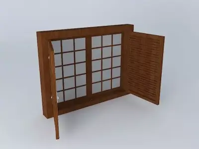 janelaedson wooden window with shutters Free 3D model