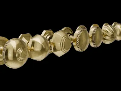 8 Golden door handles 3D model