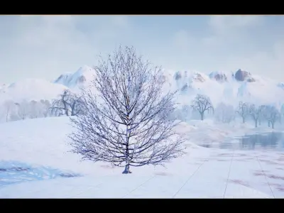 Winter Trees with Snow 3D model