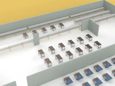 ASSEMBLING WORKSHOP FACTORY INDUSTRIAL FLOOR PLAN PRODUCTION 3D model