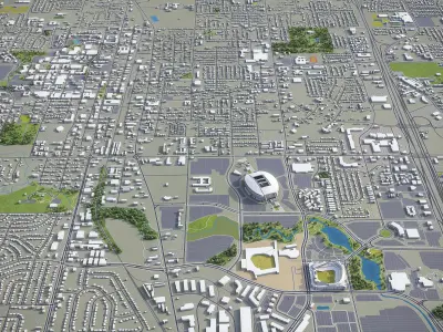 Arlington - Texas - City 3D Model Low-poly 3D model