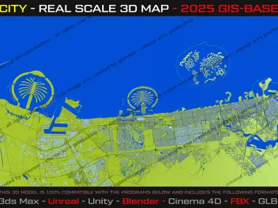 Dubai Real-Scale 3D Map - 2025 Gis Data 3D model
