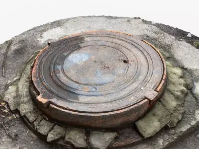 Photorealistic 3D scan of manhole Hatch cover Sewer Manhole Low-poly 3D model buy