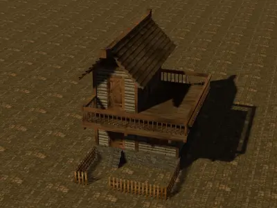Medieval house seven 4 Low-poly 3D model
