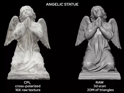 Praying Angel Marble Statue Photogrammetry 3D Scan 41 3D model