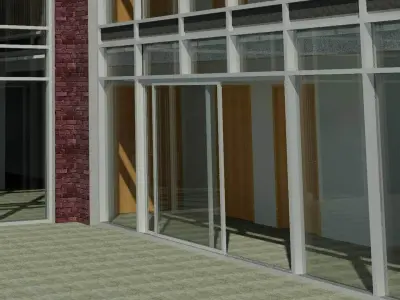 Double Sliding Door Curtain Wall Panel 3D model