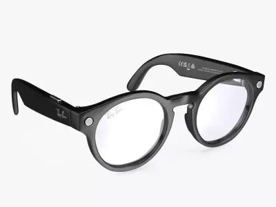 Ray Ban Stories Round Smart Glasses Black Clear 3D model