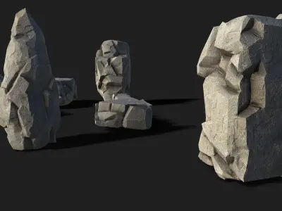 Mountain cliff Rocks - 3D Models PBR Pack 02 Low-poly 3D model