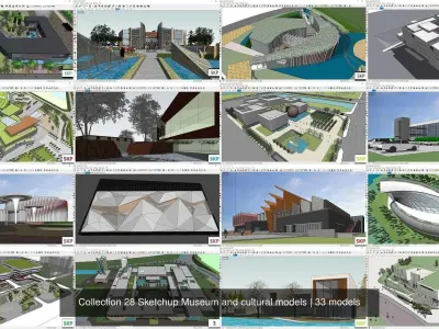 Collection 28 Sketchup Museum and cultural models 3D Model Pack