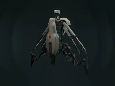 Med-droid futuristic looking robot Low-poly 3D model