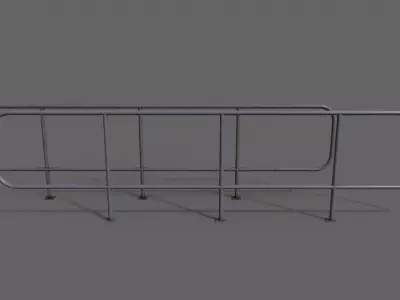 PBR Pedestrian Guard Rail Purple V5 Low-poly 3D model