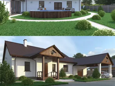 House with garage and veranda  3D model
