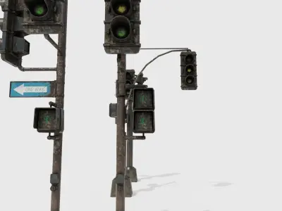 traffic lights with 4k pbr texture clean and dirty textures Low-poly 3D model
