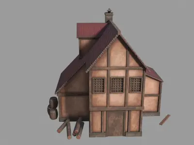 Medieval inn Low-poly 3D model get