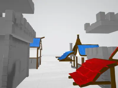 LowpolyMedievalHouseMODULAR castle set Free low-poly 3D model