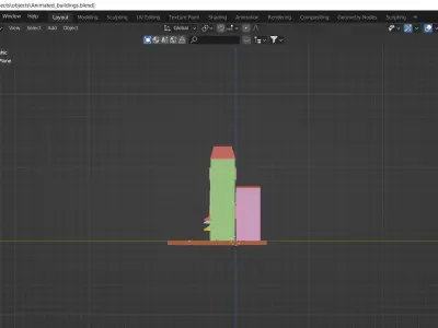 Cartoon buildings street low poly Low-poly 3D model