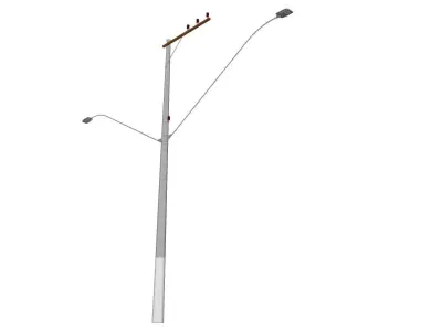 Concrete Lamp Post - Light Pole - Light Post - Street Light 44 3D model