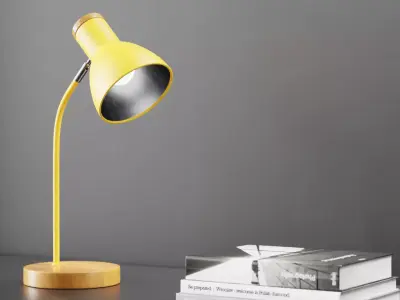 Adjustable Table Lamp Yellow - PBR metal lamp Low-poly 3D model