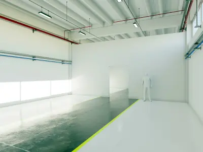 Industrial Hangar Hall Interior 6 Low-poly 3D model