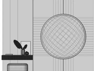 Hallway 5 modern bedroom with round mirror on wall 3D model