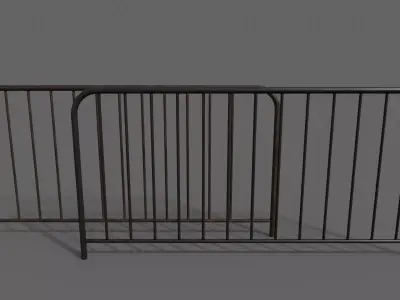 PBR Pedestrian Guard Rail Black V1 Low-poly 3D model