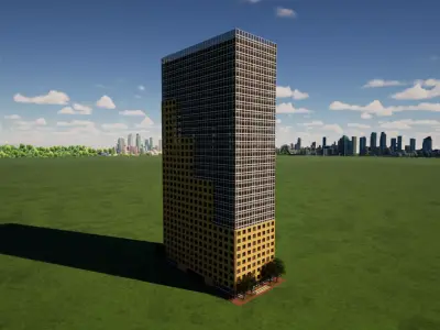 Tall Office Tower  34 Floors and 147 meters  Low-poly 3D model