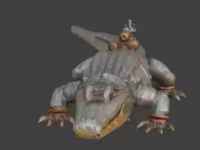 Steampunk Mechanical Crocodile Automaton 3D Model Low-poly 3D model