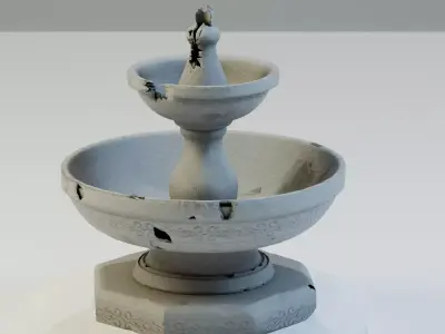 Old Stylized Fountain Gameready Low-poly 3D model