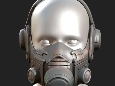 Gas mask helmet respirator plastic scifi military  Low-poly 3D model