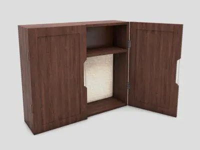 Cupboard wooden cabinet with two doors 3D model